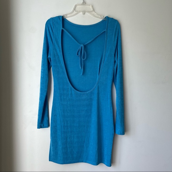 Princess Polly Lioness Montana Blue Open Back Long Sleeve Mini Dress M - Picture 10 of 12